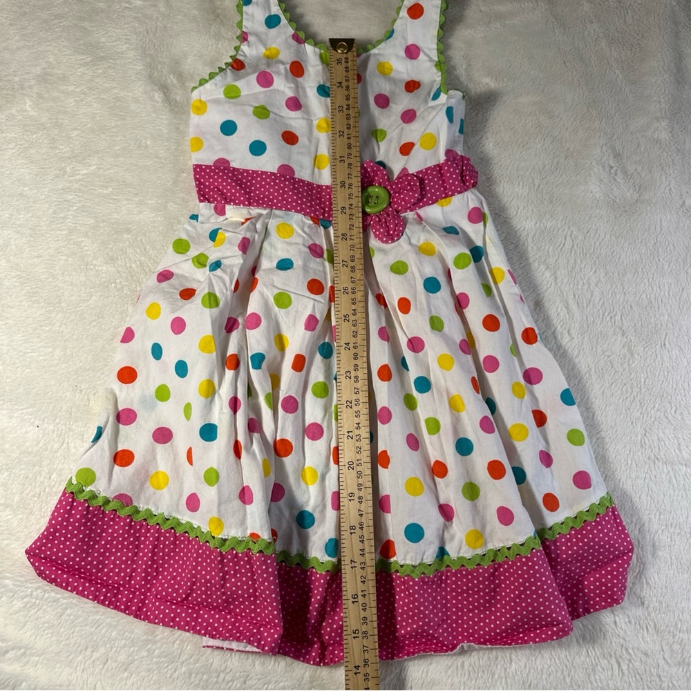 Rare Too Girls Pink Polka Dot Summer Dress Size 5 Cotton Blend - Picture 3 of 8